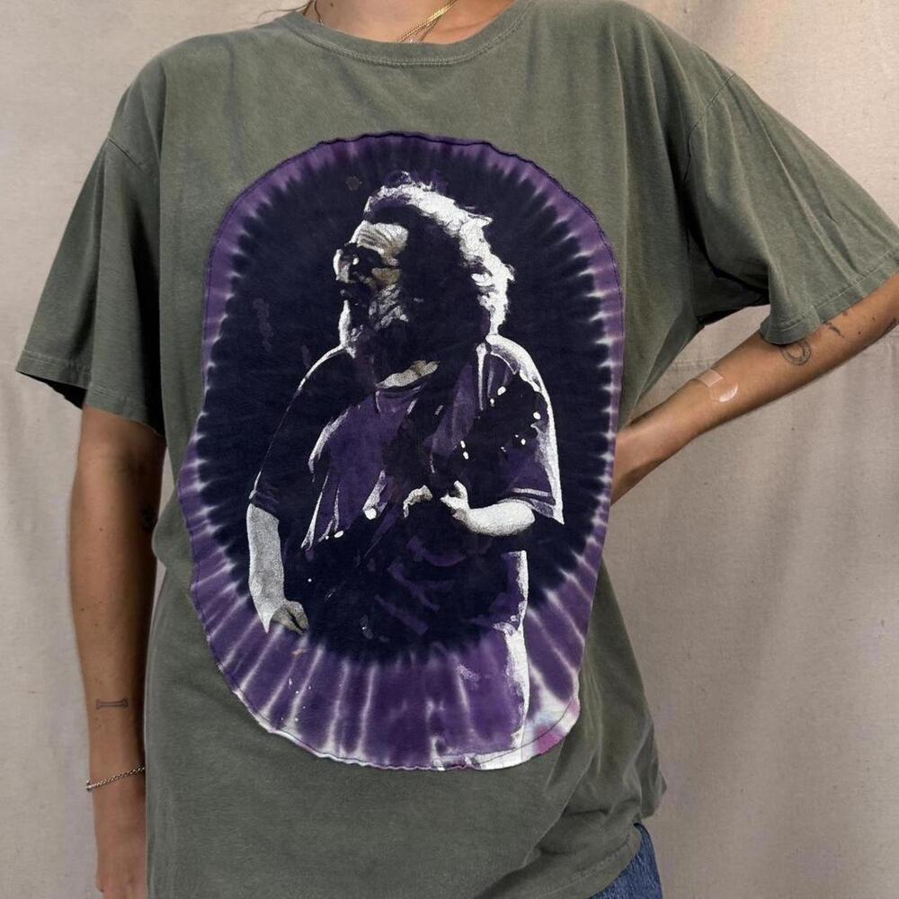 Jerry Garcia Graphic Tee – Pigment Dyed Purple Tie-Dye Frame